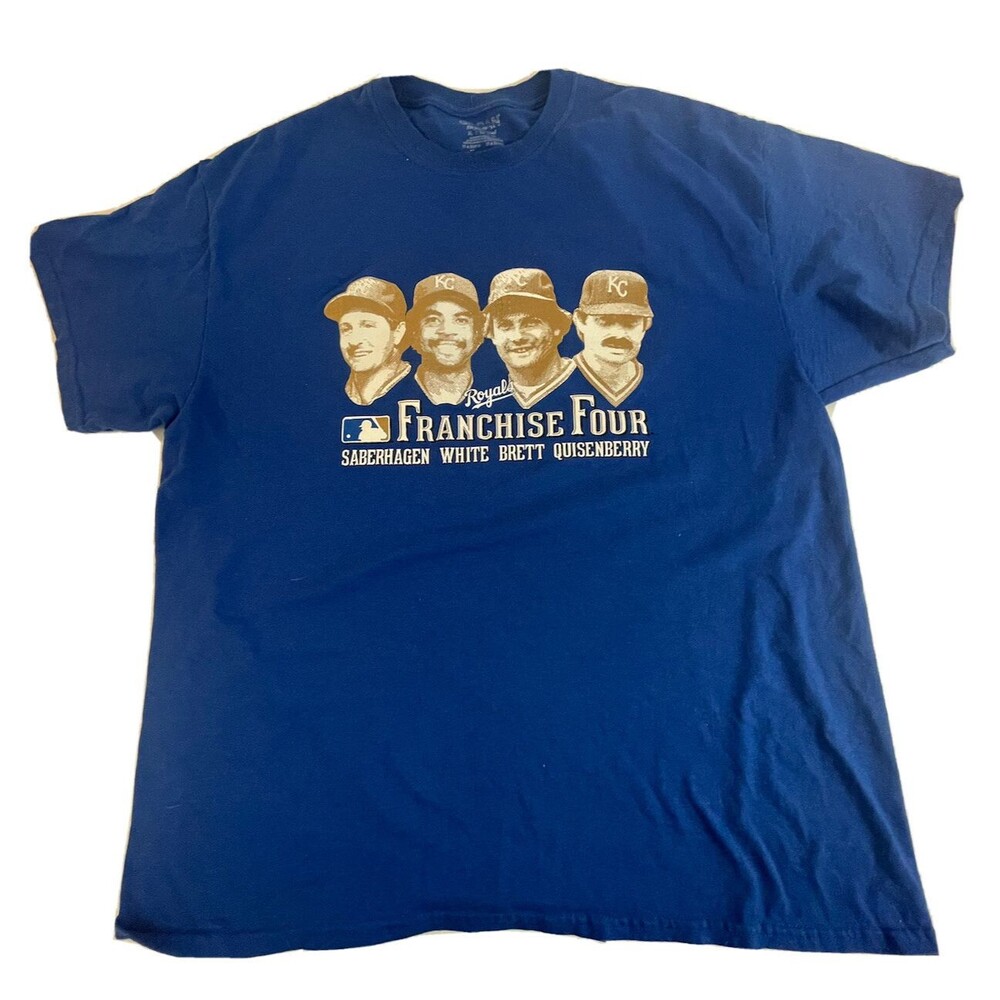 Vtg Gildan Blue Washburn Kansas City Royals Franchise Four T-Shirt Adult Size XL